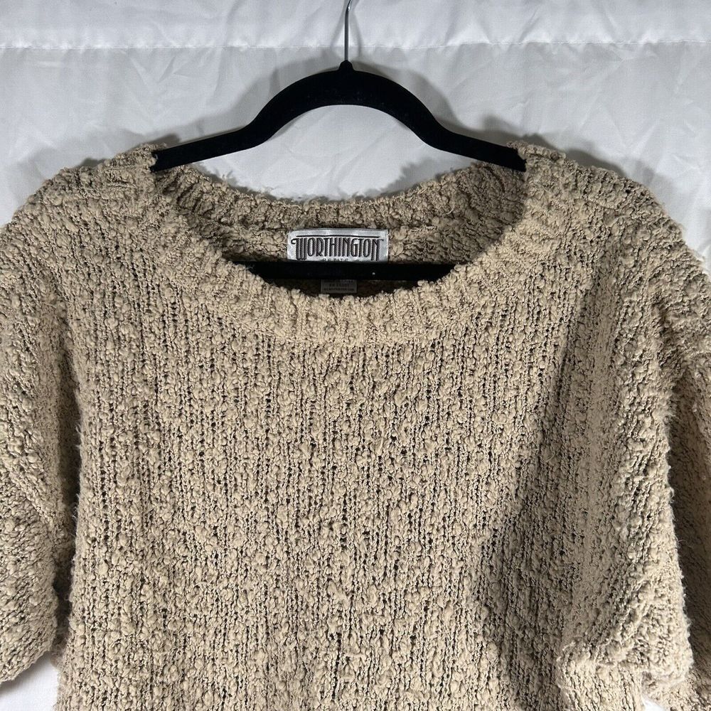 Vintage Worthington Sweater Women's Large Brown Knit Round Neck Pullover - Picture 2 of 8